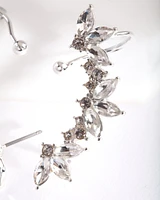 Silver Diamante Leaf Ear Cuff