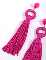 Pink Statement Tassel Earrings