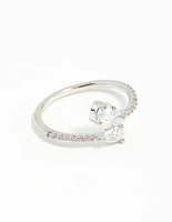 Rhodium Cubic Zirconia Open Ring