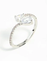 Rhodium Cubic Zirconia Open Ring