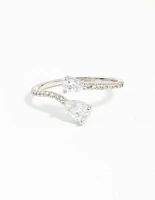 Rhodium Cubic Zirconia Open Ring