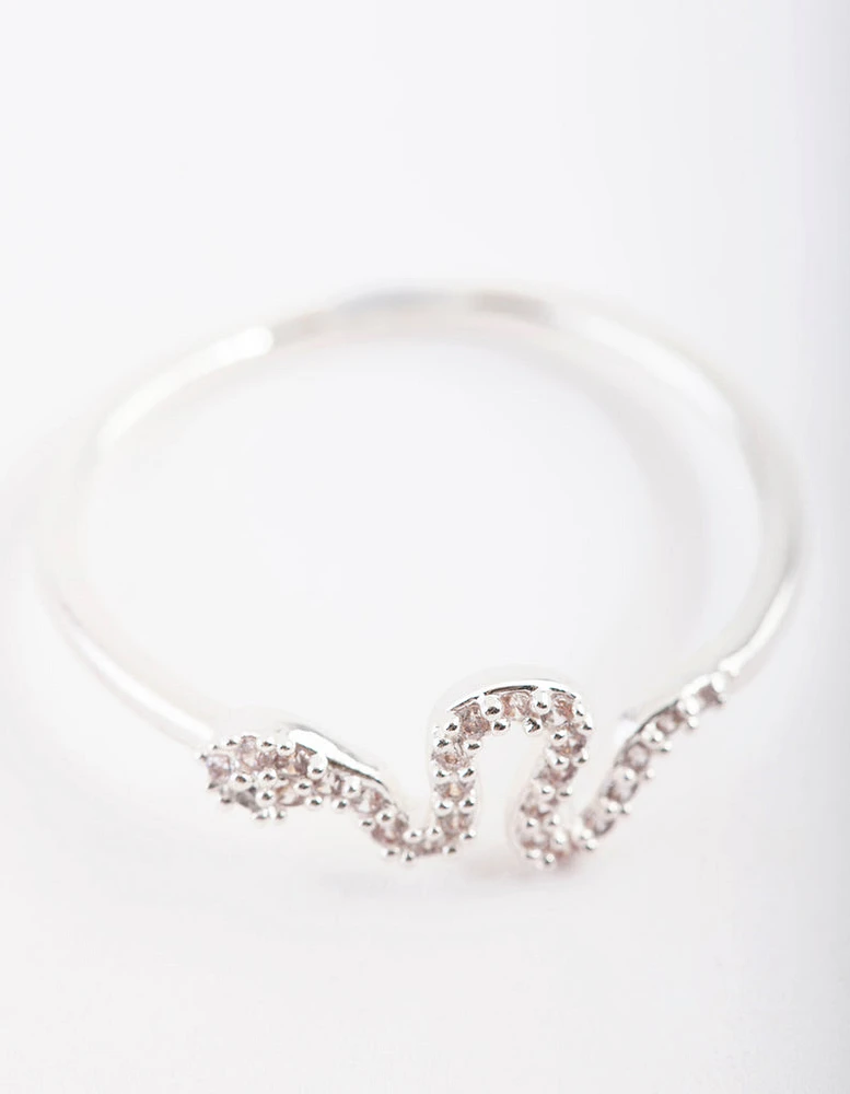 Silver Cubic Zirconia Snake Ring