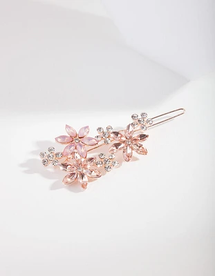 Rose Gold Crystal Flower Multi Clip