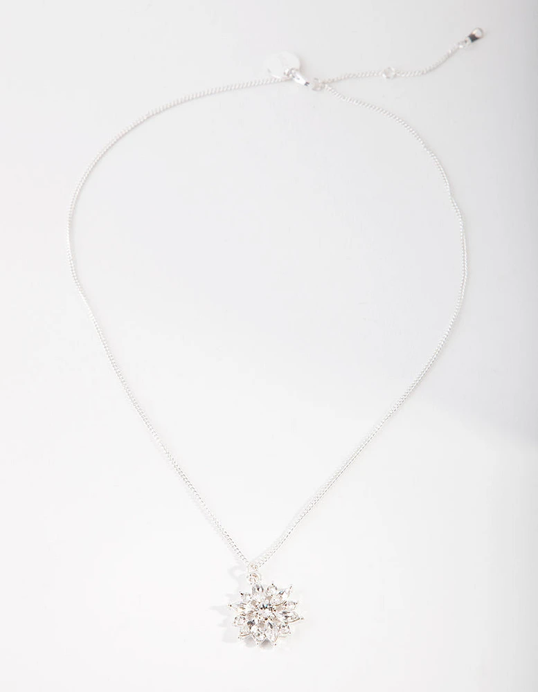 Diamond Simulant Flower Necklace