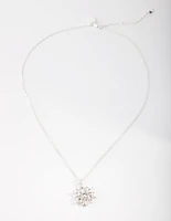 Diamond Simulant Flower Necklace