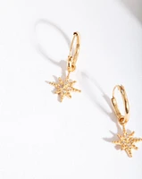 Gold Plated Sterling Silver Star Huggie Earrings