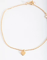 Gold Plated Sterling Silver Small Heart Anklet Bracelet