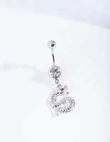 Silver Surgical Steel Diamante & Dragon Belly Bar