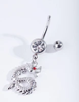 Silver Surgical Steel Diamante & Dragon Belly Bar