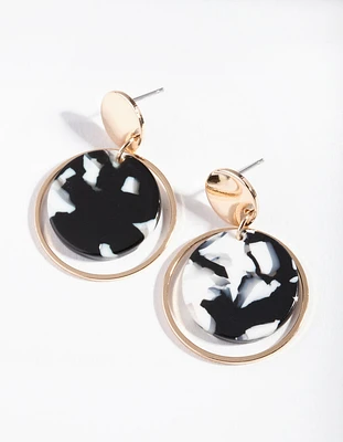 Black White Acrylic Circle Earrings