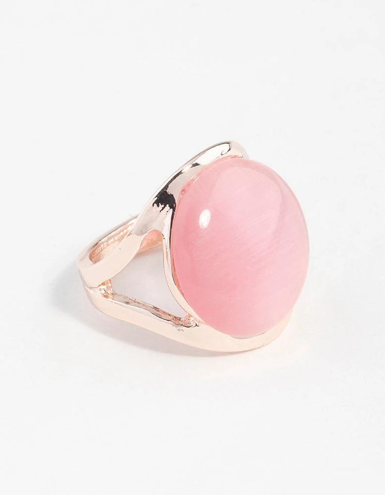 Rose Gold Large Cateye Round Ring