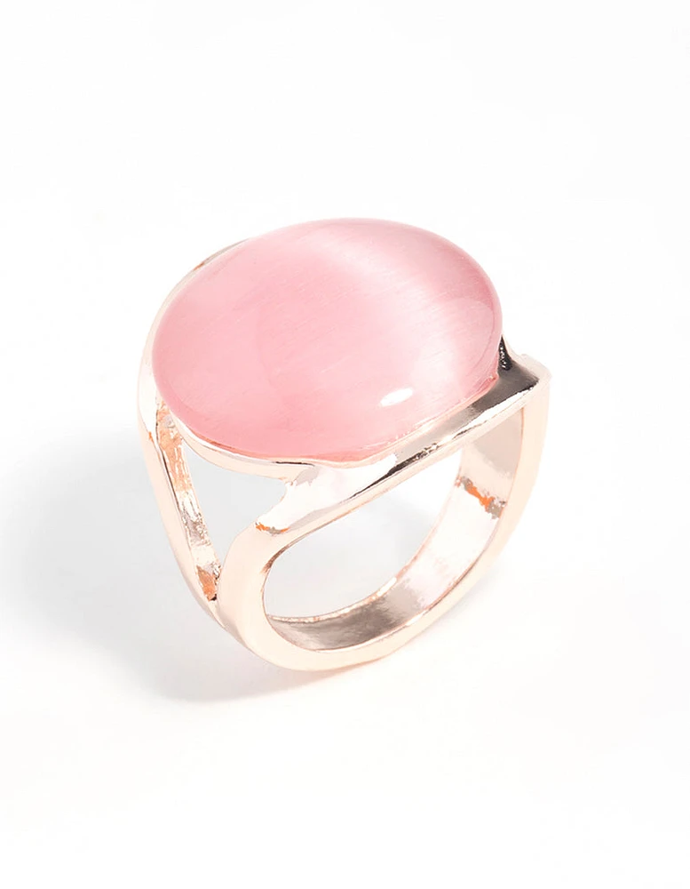 Rose Gold Large Cateye Round Ring