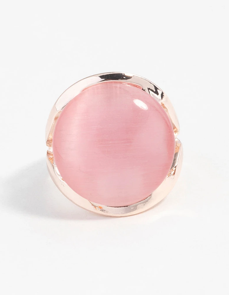 Rose Gold Large Cateye Round Ring