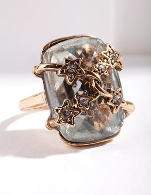 Gold Crystal Star Ring