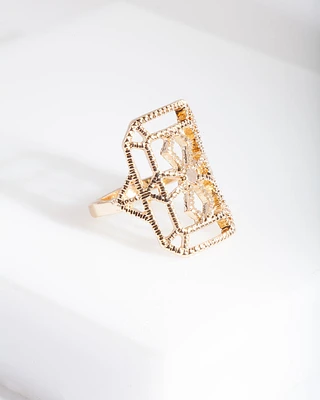 Gold Dotted Shield Ring