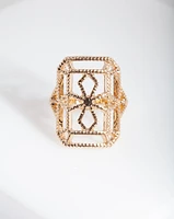 Gold Dotted Shield Ring