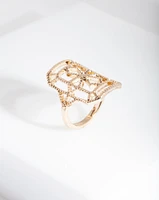 Gold Dotted Shield Ring