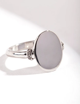 Silver Oval Shape Signet Ring