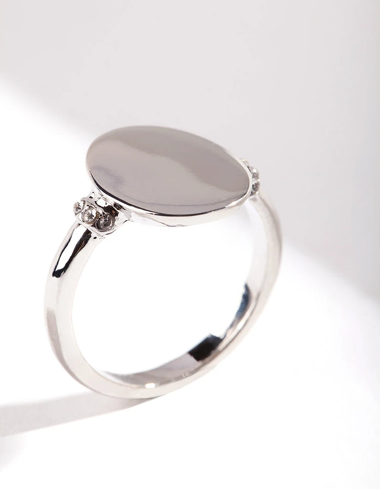 Silver Oval Shape Signet Ring