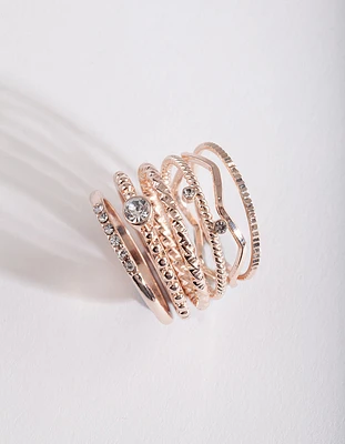 Rose Gold Diamante Band 6-Pack