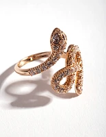 Gold Knotted Diamante Snake Ring