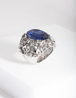 Silver Large Mix Diamante Ring