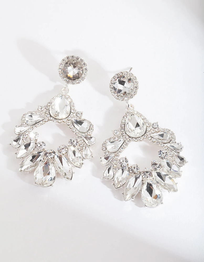 Silver Statement Gem Drop Earrings