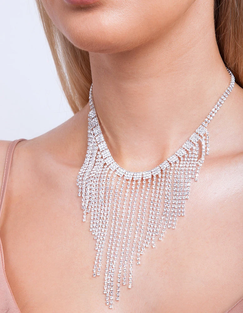 Silver Diamante Fringe Choker