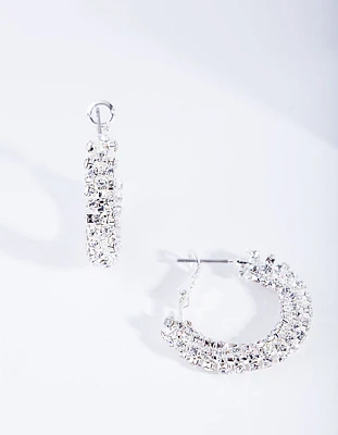 Silver Mini Hoop Cup Chain Earrings