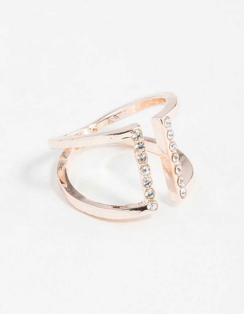 Rose Gold Open Diamante Ring