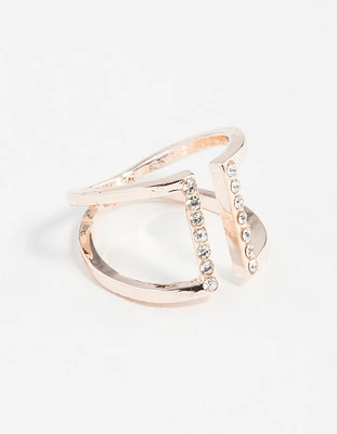 Rose Gold Open Diamante Ring