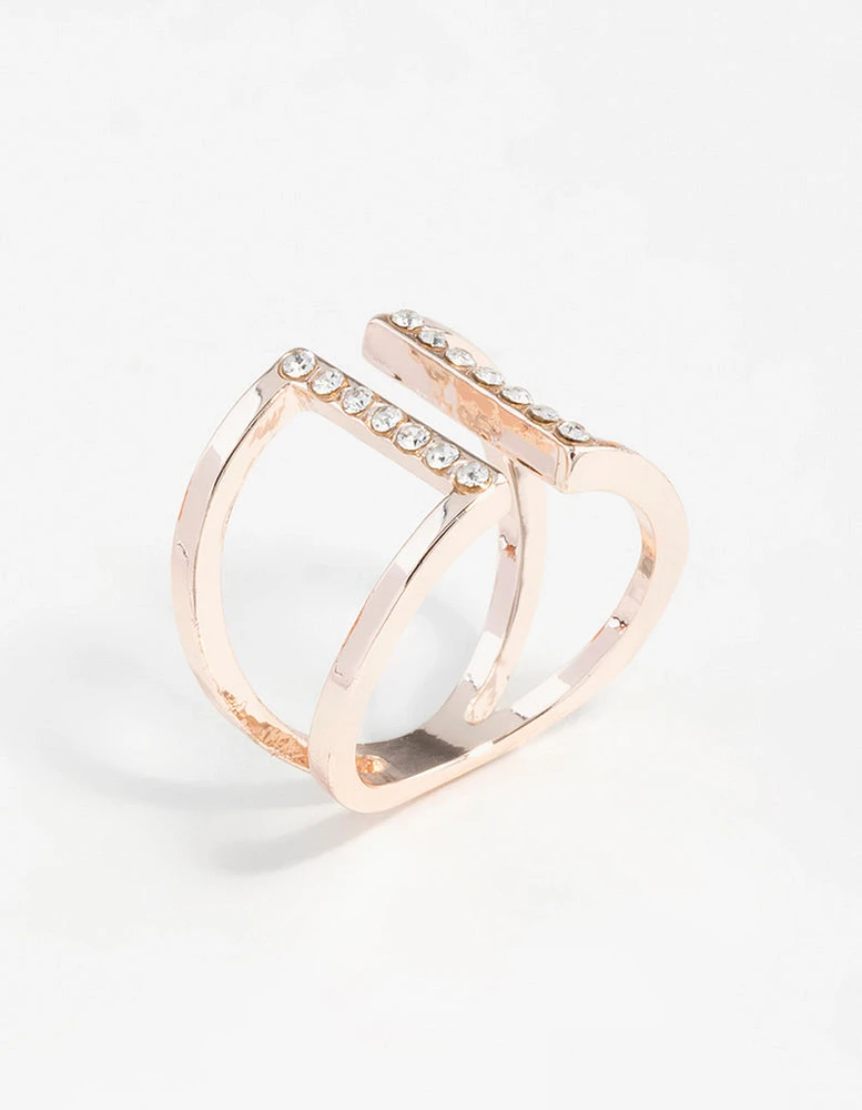 Rose Gold Open Diamante Ring