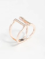 Rose Gold Open Diamante Ring