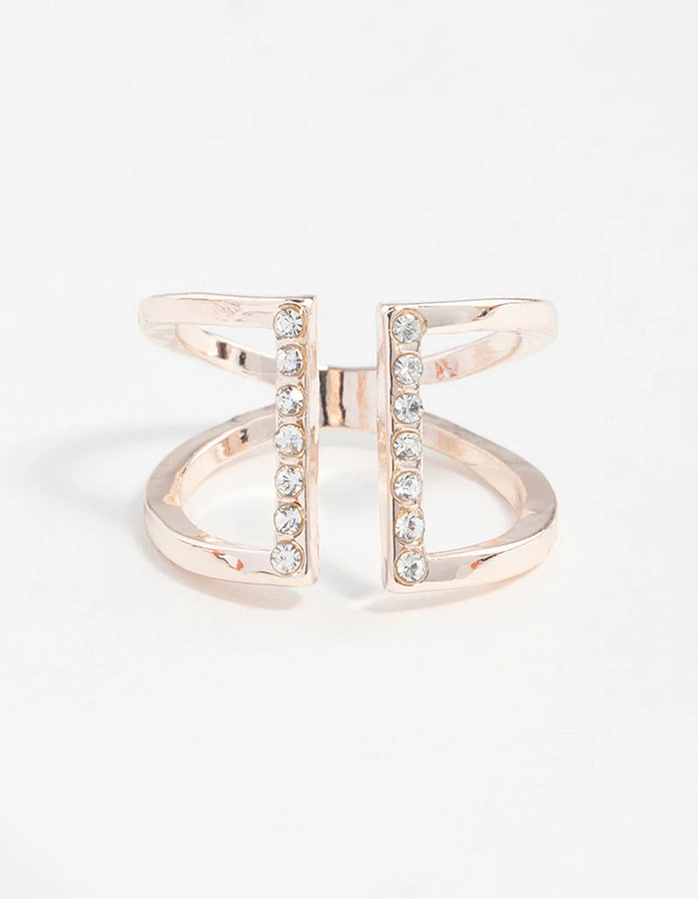 Rose Gold Open Diamante Ring