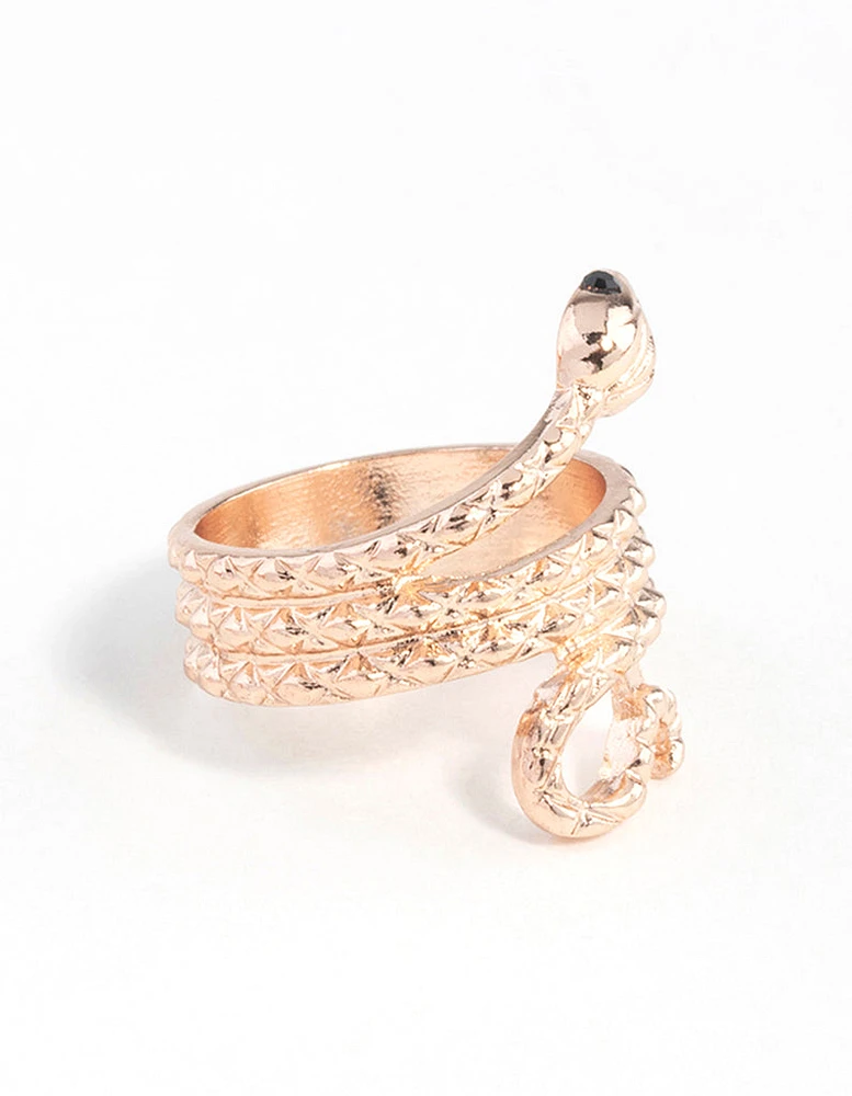 Rose Gold Etched Snake Ring