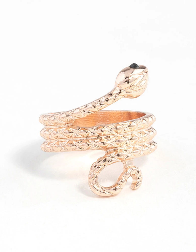 Rose Gold Etched Snake Ring