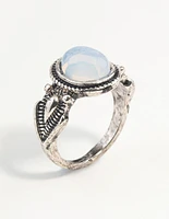 Antique Silver Oval Moonstone Ring