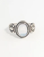 Antique Silver Oval Moonstone Ring