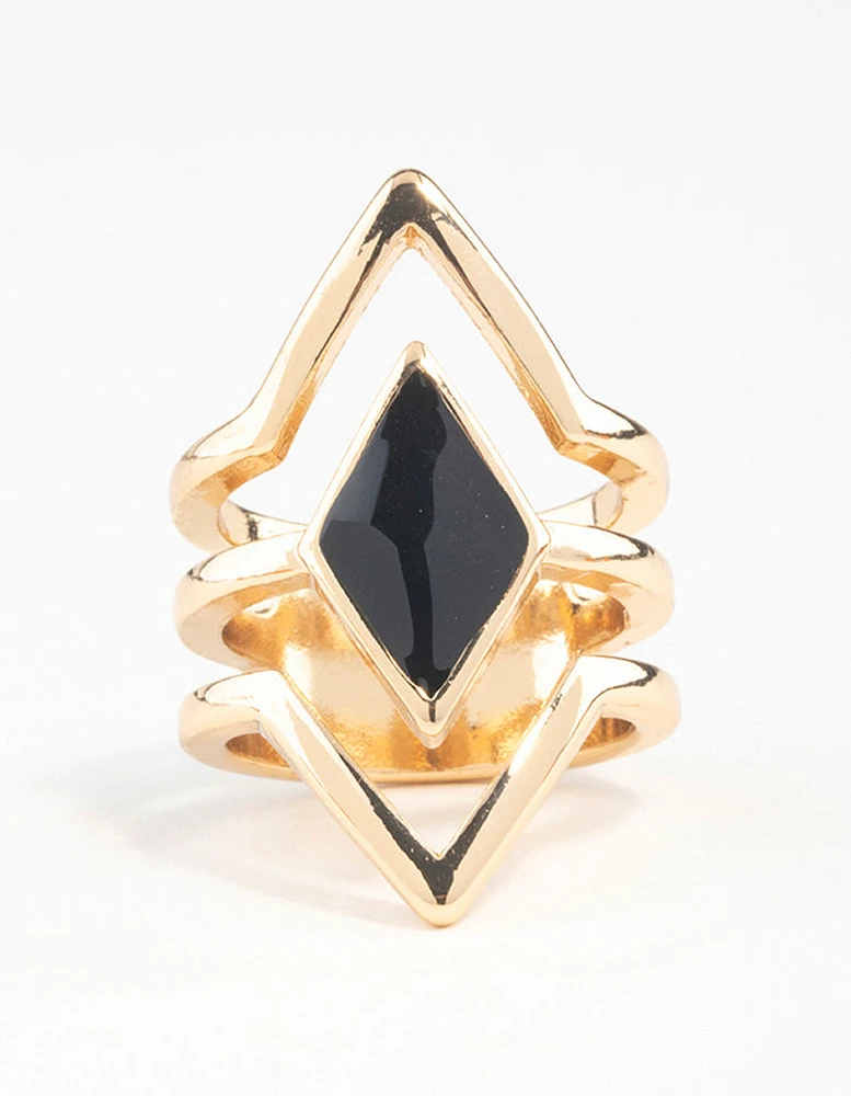 Gold Diamond Shape Ring