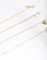 Gold Chain Pearl Anklet Bracelet Pack