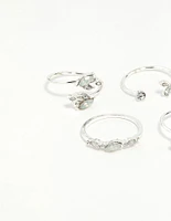 Silver Gem Diamante Ring Pack