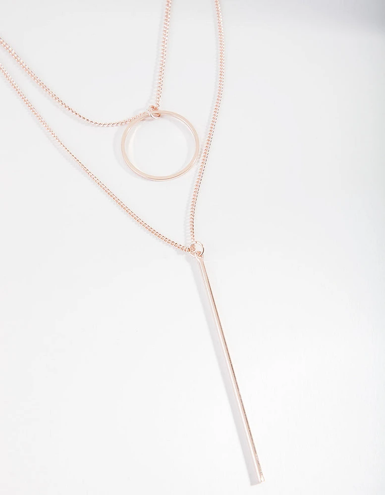 Rose Gold Geometric Layered Necklace