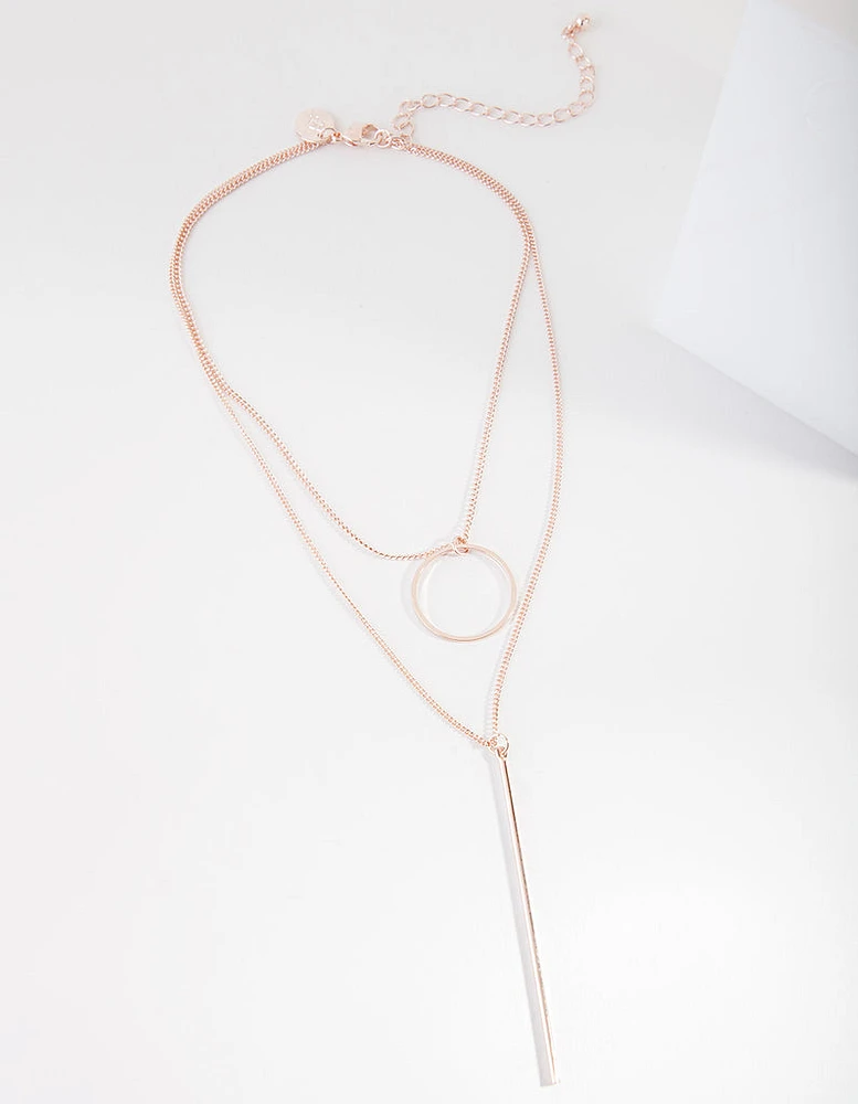 Rose Gold Geometric Layered Necklace