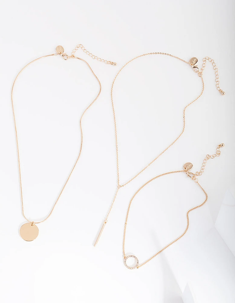 Gold Circle Bar Choker Pack