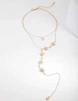 Gold Diamante Star Y Necklace