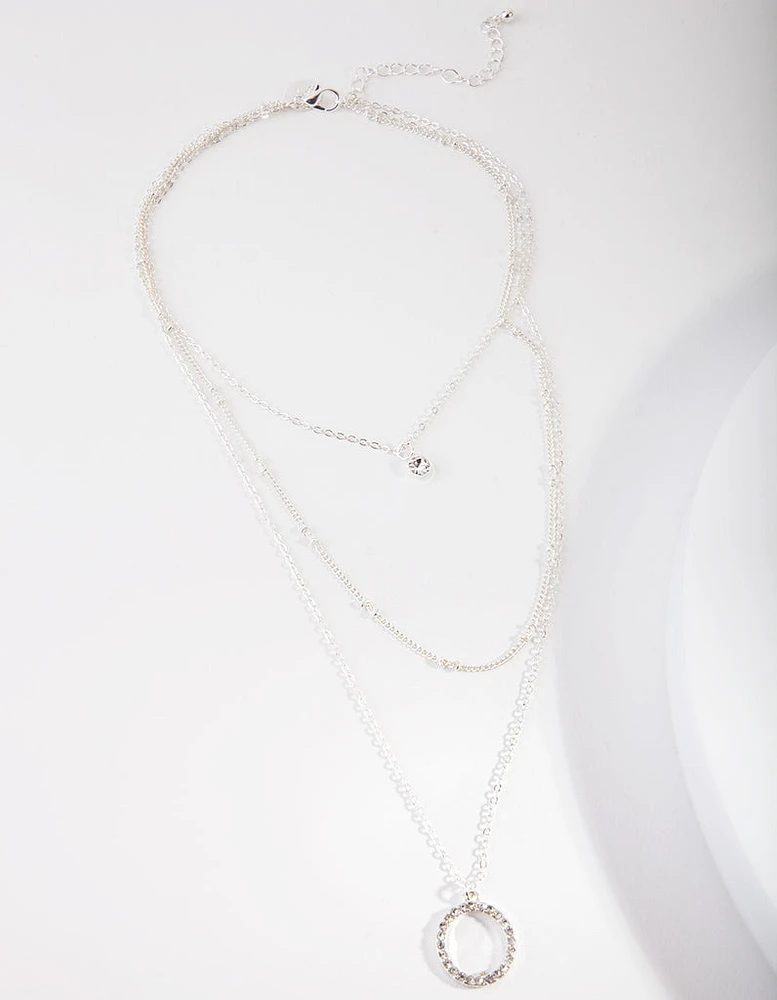 Silver Diamante Circle Necklace