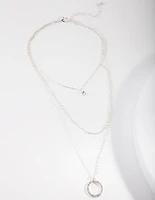 Silver Diamante Circle Necklace