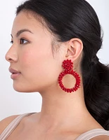 Red Cluster Bead Earrings