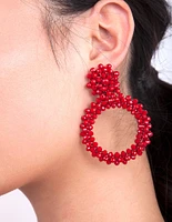 Red Cluster Bead Earrings