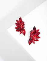 Red Gem Statement Stud Earrings